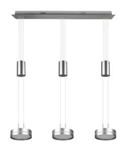 TRIO LED Balkenpendel FRANKLIN 3-flg nickelfarbig