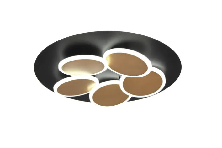 TRIO LED Deckenlampe MANDALA 49 cm schwarz /goldfarbig