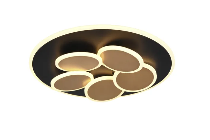 TRIO LED Deckenlampe MANDALA 49 cm schwarz /goldfarbig