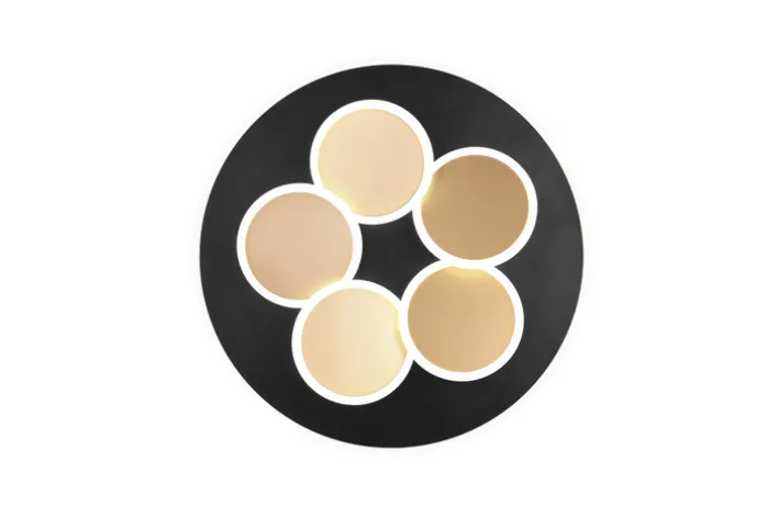 TRIO LED Deckenlampe MANDALA 49 cm schwarz /goldfarbig