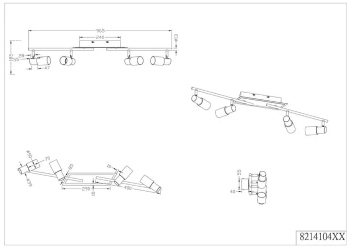 TRIO LED Deckenlampe mit 4 Spots CLAPTON chromfarbig