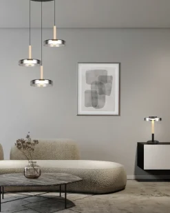 TRIO LED Pendelleuchte CELESTE 3-flg schwarz /Rauchglas