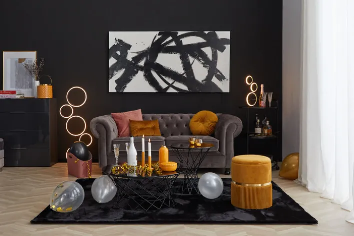 TRIO LED Stehlampe RONDO 115 cm schwarz