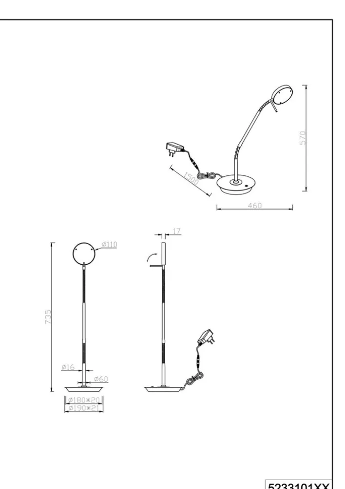 TRIO LED Tischlampe MONZA nickelfarbig
