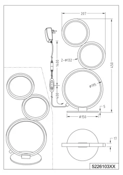 TRIO LED Tischlampe RONDO 45 cm schwarz