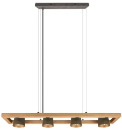 TRIO Retrofit Balkenpendel BELL Holz /nickelfarbig antik