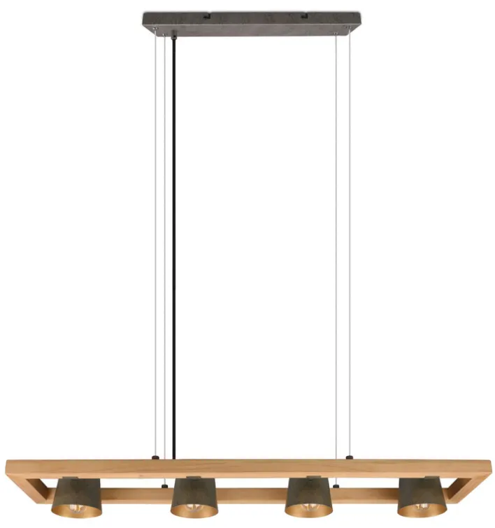 TRIO Retrofit Balkenpendel BELL Holz /nickelfarbig antik