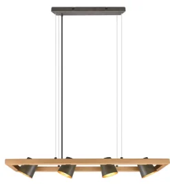 TRIO Retrofit Balkenpendel BELL Holz /nickelfarbig antik