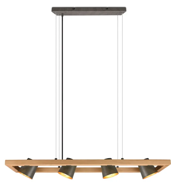 TRIO Retrofit Balkenpendel BELL Holz /nickelfarbig antik