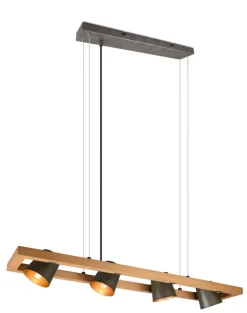 TRIO Retrofit Balkenpendel BELL Holz /nickelfarbig antik