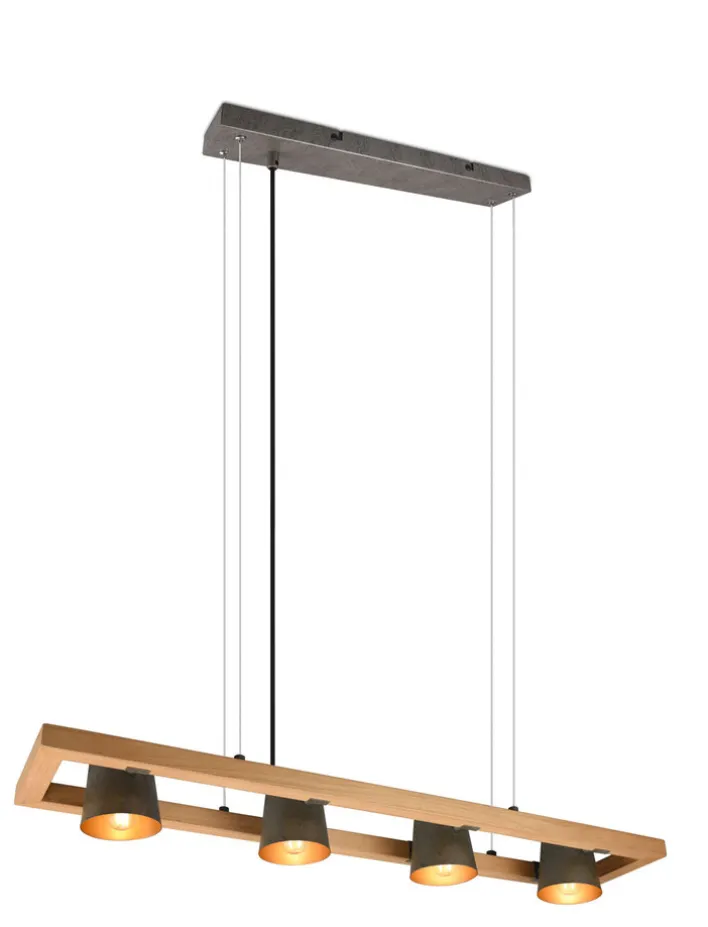 TRIO Retrofit Balkenpendel BELL Holz /nickelfarbig antik