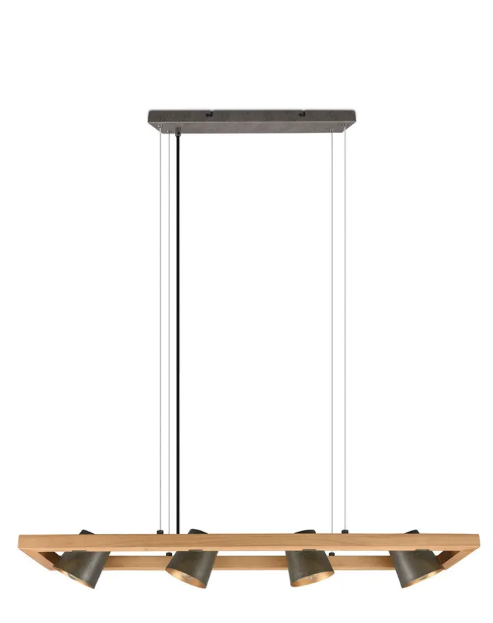TRIO Retrofit Balkenpendel BELL Holz /nickelfarbig antik