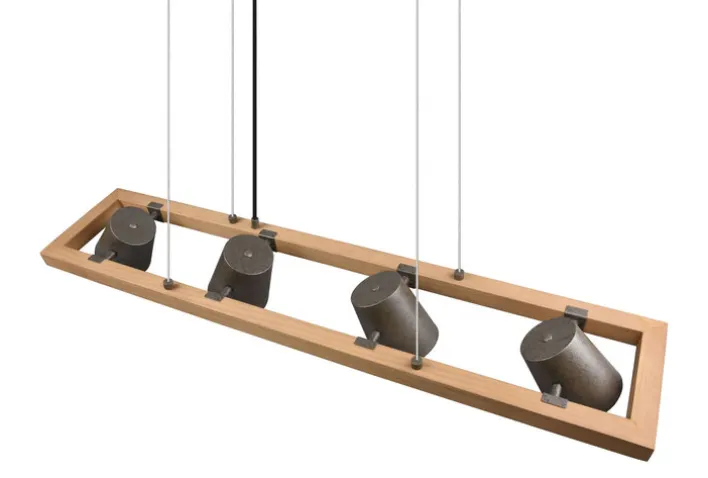 TRIO Retrofit Balkenpendel BELL Holz /nickelfarbig antik