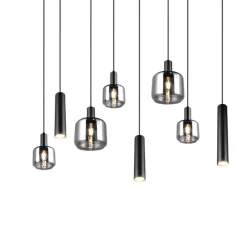 TRIO Retrofit Balkenpendel MATARO 8-flg schwarz /smoke