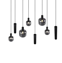 TRIO Retrofit Balkenpendel MATARO 8-flg schwarz /smoke