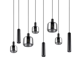 TRIO Retrofit Balkenpendel MATARO 8-flg schwarz /smoke