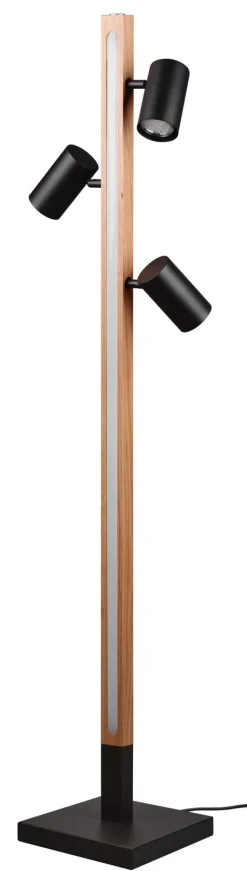 TRIO Retrofit LED Stehlampe MARLEY 4-flg Holz /schwarz