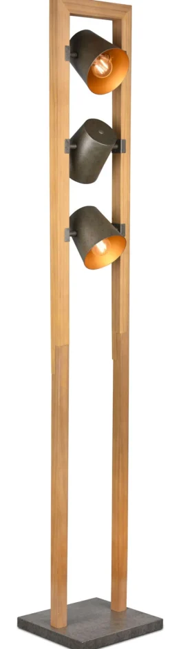 TRIO Retrofit Stehlampe BELL Holz /nickelfarbig antik