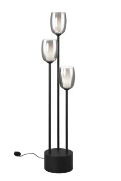 TRIO Retrofit Stehlampe TRS BARRET 140 cm schwarz /rauchfarbig