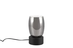 TRIO Retrofit Tischlampe TRS BARRET 24 cm schwarz /rauchfarbig