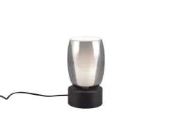 TRIO Retrofit Tischlampe TRS BARRET 24 cm schwarz /rauchfarbig