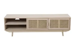 TV-Lowboard 150 x 45 cm Braun/ Rattan