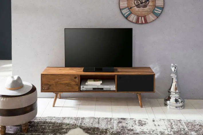 TV-Lowboard 140 x 45 cm braun/ schwarz