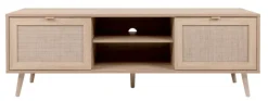 TV-Lowboard BALI 150 x 52 cm Sonoma Eiche/ Rafia Geflecht
