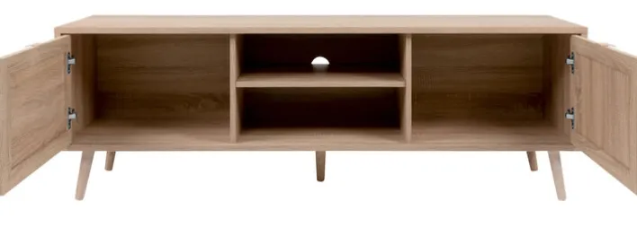 TV-Lowboard BALI 150 x 52 cm Sonoma Eiche/ Rafia Geflecht