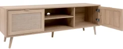 TV-Lowboard BALI 150 x 52 cm Sonoma Eiche/ Rafia Geflecht