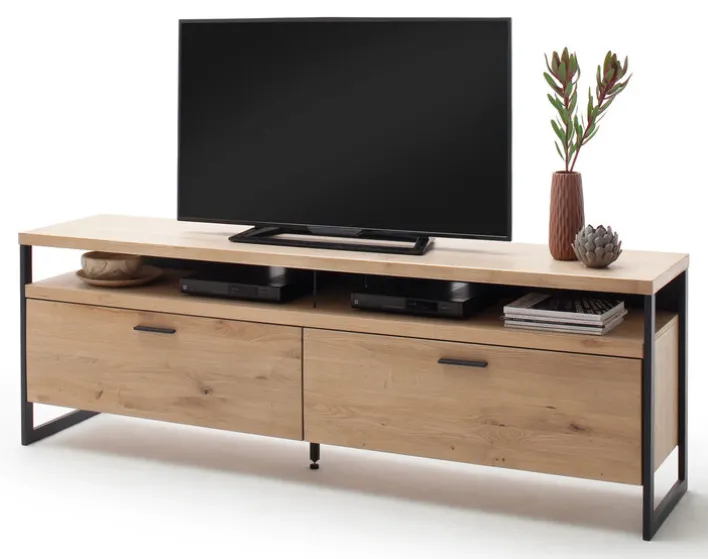 TV-Lowboard LANTANA 205 cm Balkeneiche Bianco /anthrazit