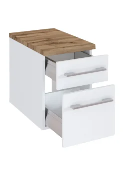 Unterschrank DAVOS 30 x 41 cm Weiß matt/ Wotan Eiche