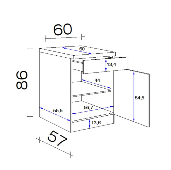 Unterschrank NEO US 60 60 x 86 x 57 cm weiß