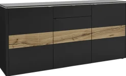 VENJAKOB Sideboard GAME 186 x 89 Lack anthrazit/Absetzung Balkeneiche