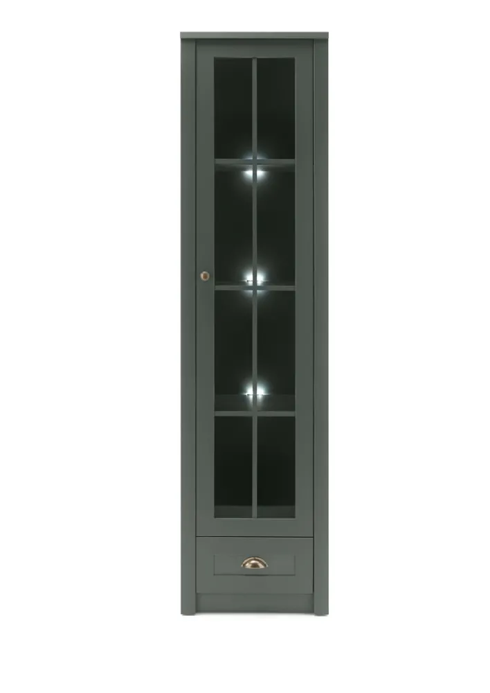 Vitrine ASCOT 50 x 197 cm grün/goldfarbig