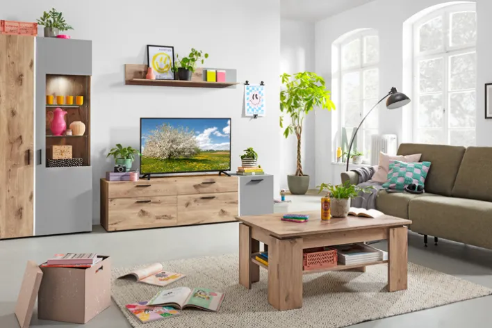 Vitrine BAVENO 91x200 cm Braun/Grau