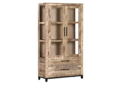 Vitrine CHASE 100 x 180 cm Mango massiv/schwarz