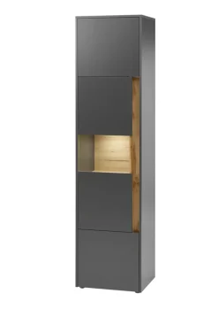 Vitrine CITY 50 x 200 cm Anthrazit/Wotan Eiche Dekor