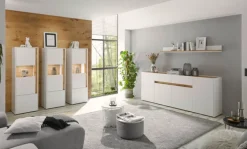 Vitrine CITY 50 x 157 cm weiß/braun