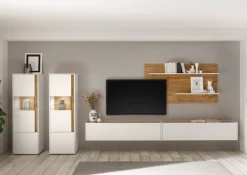 Vitrine CITY 50 x 157 cm weiß/braun