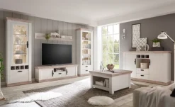 Vitrine FLORENZ 71 x 201 cm weiß/braun