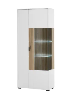 Vitrine HUDSON 75 x 180 cm weiß/braun