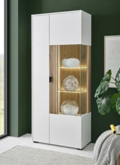 Vitrine HUDSON 75 x 180 cm weiß/braun