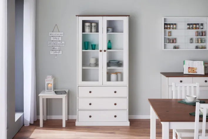 Vitrine JACOB weiß Massivholz