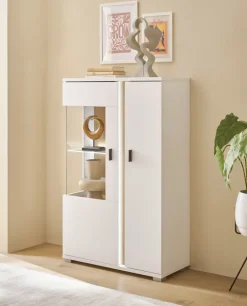 Vitrine LONG ISLAND L 125 cm weiß/ Wotan Eiche