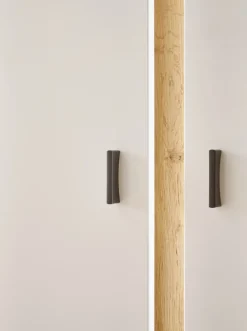 Vitrine LONG ISLAND R 200 cm weiß/ Wotan Eiche