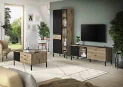 Vitrine Lou 198 x 83 x 41 cm Nox Oak Nachbildung Braun/Schwarz