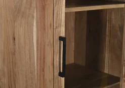 Vitrine LUANDA 50 x 180 cm Massivholz Akazie natur/schwarz