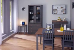 Vitrine NICLAS 90x190x38,4 cm Massivholz grau