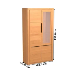 Vitrine SELINA 108 x 199 x 40 cm Eiche teilmassiv geölt braun